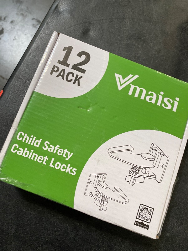 Photo 1 of 12 Pack Cabinet Locks Child Safety Latches - Vmaisi Baby Proofing Cabinets Drawer Lock with Adhesive Easy Installation - No Drilling or Extra Screws (White)
