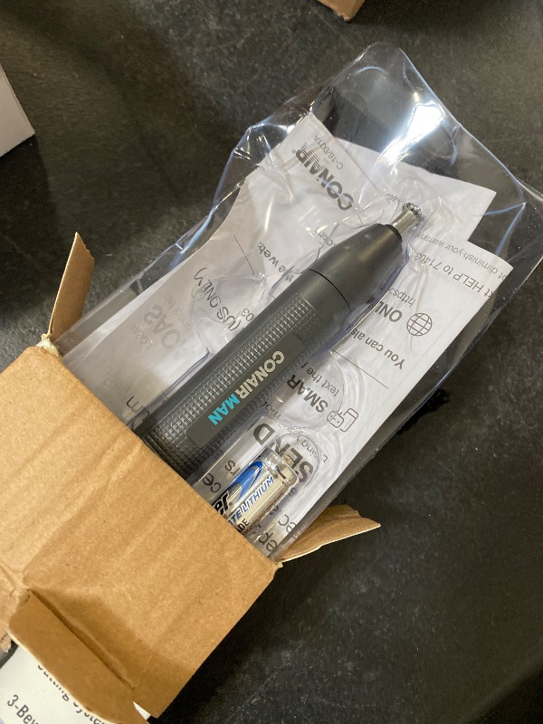 Photo 1 of ConairMan Nose Hair Trimmer for Men, For Nose, Ear, and Eyebrows, Patent 360 Bevel Blade for No Pull, No Snag Trimming Experience, Cordless Lithium-Powered Trimmer with Drawstring Bag
