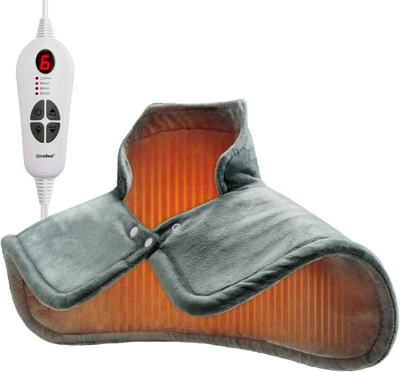 Photo 1 of Heating Pad for Neck Shoulders and Back Pain Relief, GiveBest Portable Weighted Heating Pad for Cramps, Leg and Foot, 6 Heat Settings, Adjustable Buttons, Christmas Gifts for Women Mom Men Dad
