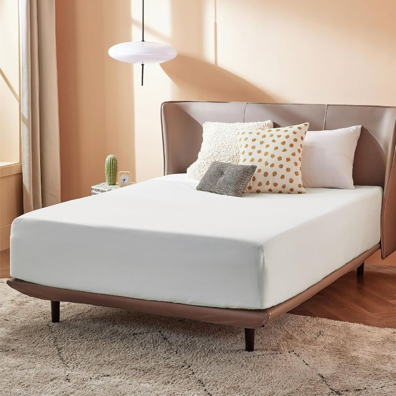 Photo 1 of Bedsure Fitted Sheet Queen Size Only - Brushed Microfiber Bed Sheets, Ultra Soft & Breathable, Fade Resistant & Easy Care (White, 60x80+16 Inches, 1 Piece)
