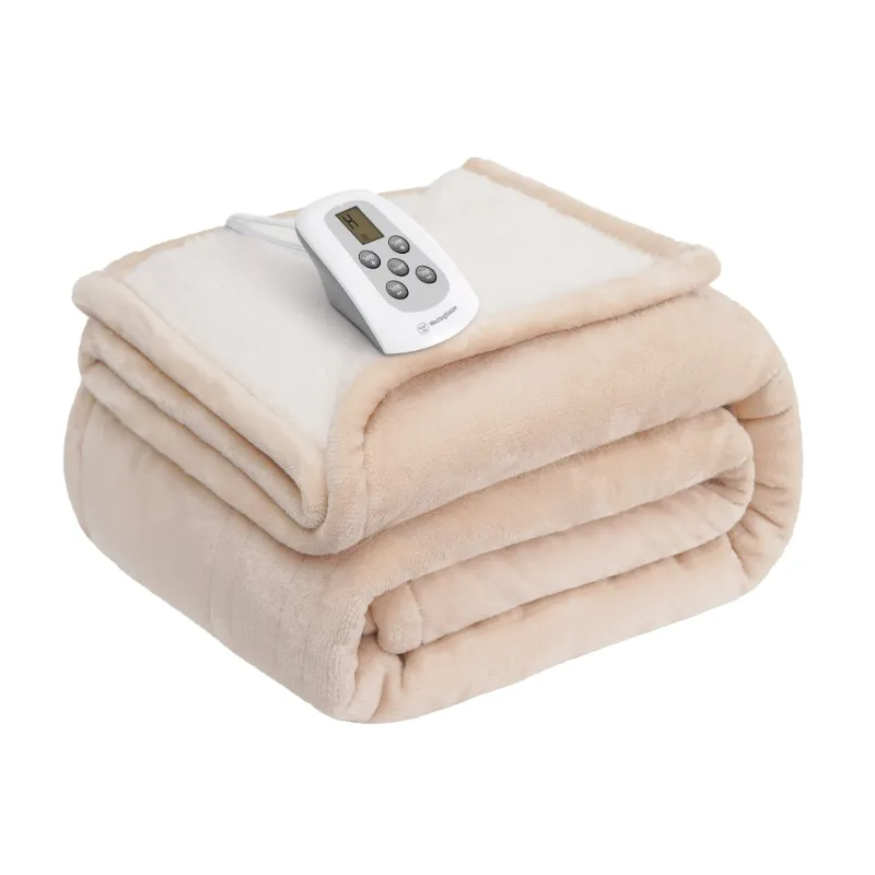 Photo 1 of Size 62"X84" - Westinghouse silky soft Flannel to sherpa Electric Heated Throw Blanket Twin Size , 10 Heating Levels & 1-12 Hour Time Setting, Machine Washable,62x84 inch Beige Ivory
