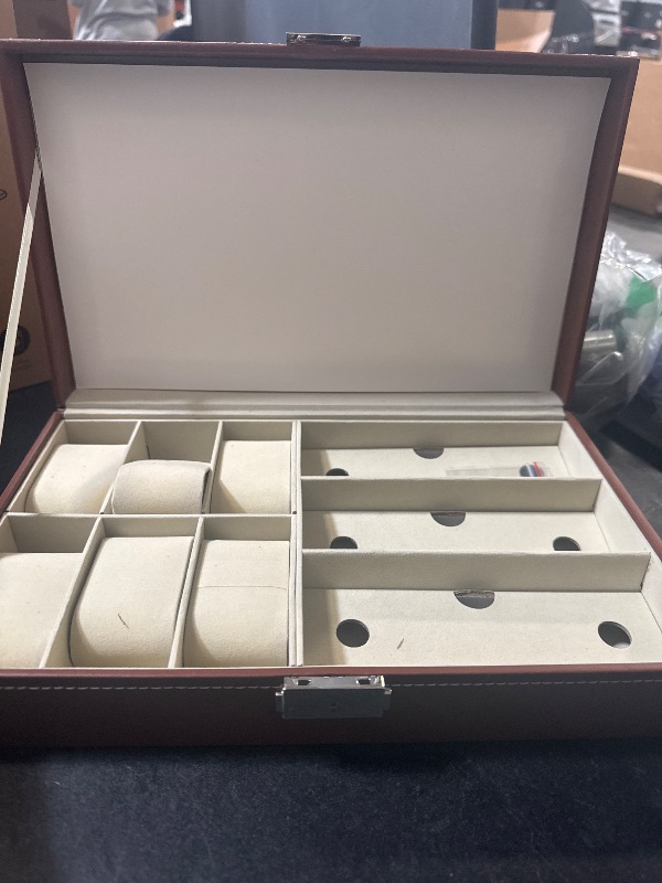 Photo 1 of UNNS Leather 6 Watch Box Jewelry Box and 3 Glasses Storage Box and Sunglasses Glasses Display Box Watch Storage Box (Color : B)
