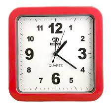 Photo 1 of 6 Inch Simple Small Bedroom Bedside Office Desk Clock, Battery Operated Alarm Clock, Silent No Ticking Analog Quartz Kitchen Living Room Decorative Square Wall Clock-Red
