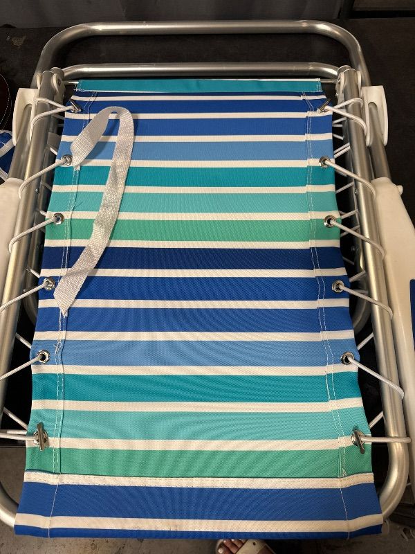 Photo 1 of pillow not included Ultimate Heavy Duty Aluminum Folding Backpack Beach Chair for Adults | Lay Flat, 5 Reclining Positions | Removable Insulated Cooler Pouch | 300 lbs Weight Capacity
