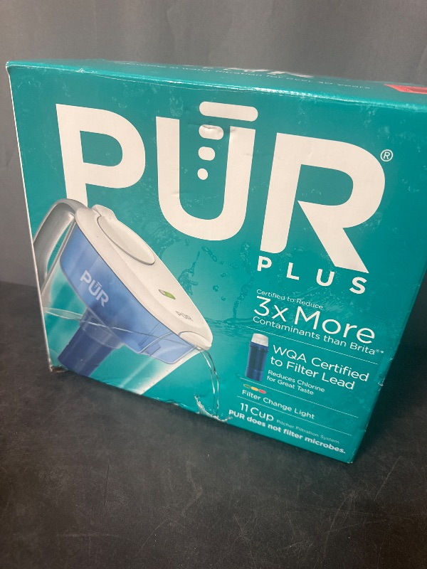 Photo 1 of PUR Plus 11-Cup Replacement 1 Lead-Reducing, Powerful Filtration, Filter Change Light Indicator, LockFit Cap Design - White