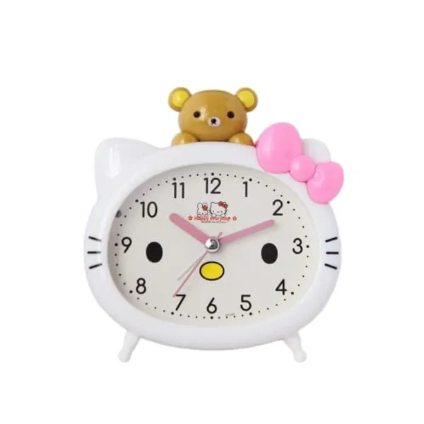 Photo 1 of ASTERO Cat Appearance Kawaii Alarm Clock Cartoon Cat Clock, Bedside Sweeping, Silent, Student, Boy, Girl, Beep, Beep, Clocks for Kids (White)
