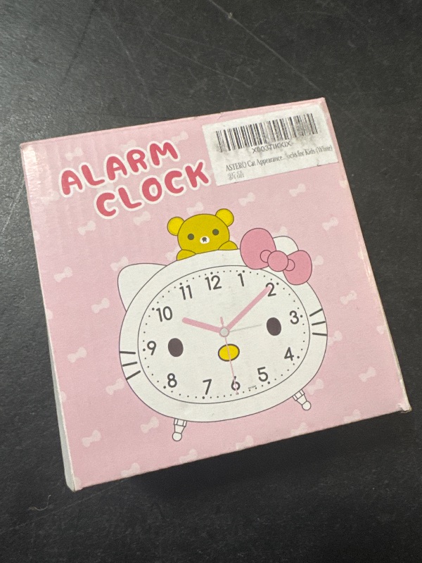 Photo 1 of ASTERO Cat Appearance Kawaii Alarm Clock Cartoon Cat Clock, Bedside Sweeping, Silent, Student, Boy, Girl, Beep, Beep, Clocks for Kids (White)
