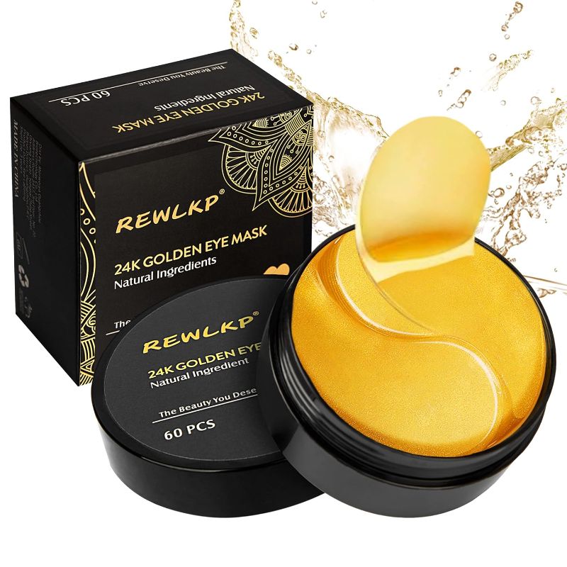 Photo 1 of 24k Gold Eye Collagen Patches - Puffy Eyes & Dark Circles Treatments, Reduce Under Eye Bags and Smooth Wrinkles, Eye Skin Care Pads With Collagen