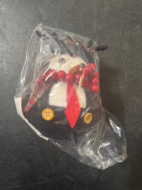 Photo 1 of Christmas Table Decorations Bird, Xmas Bird Table Decorations Cute Fabric Bird Table Top Ornaments for New Year Xmas(Black Hat+Red Tie)
