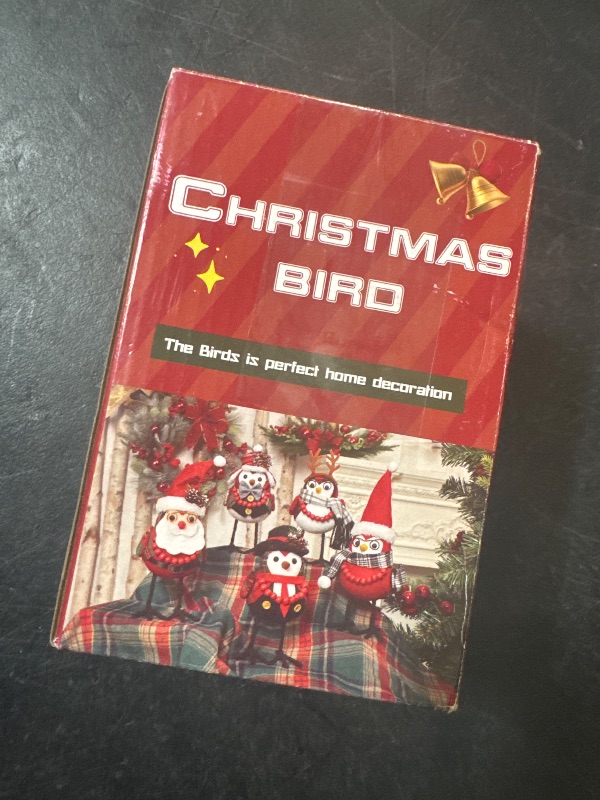 Photo 1 of Christmas Table Decorations Bird, Xmas Bird Table Decorations Cute Fabric Bird Table Top Ornaments for New Year Xmas(Black Hat+Red Tie)