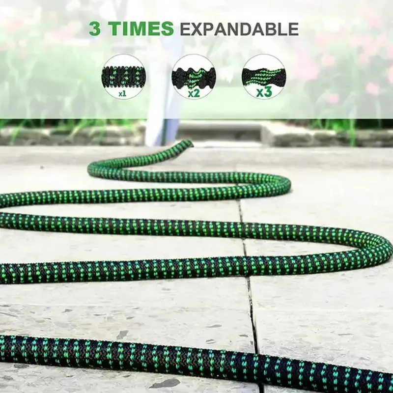 Photo 1 of D&D Products 50ft Expanding Garden Hose Heavy Duty Flexible No-Kink Expandable Extra-Strength Water Hose with Multi-Setting Spray Nozzle and Hose Holder Blue Green Black -  75ft 