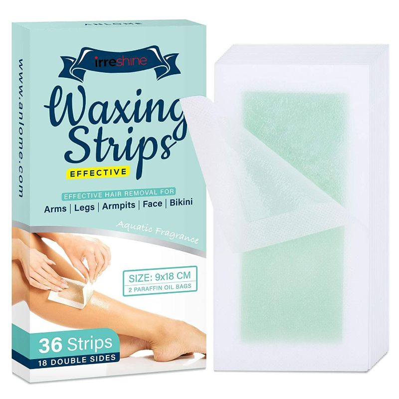 Photo 1 of Body Wax Strips 64 Counts Large Size for Face Legs Underarms Brazilian Bikini Women, 7.1 * 3.5 Inches, Wax Hair Removal Strips with Natural Formula Brand: irreshine (Body)
