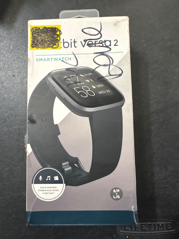 Photo 1 of Fitbit Versa 2 Health and Fitness Smartwatch with Heart Rate, Music, Alexa Built-In, Sleep and Swim Tracking, Black/Carbon, One Size (S and L Bands Included)