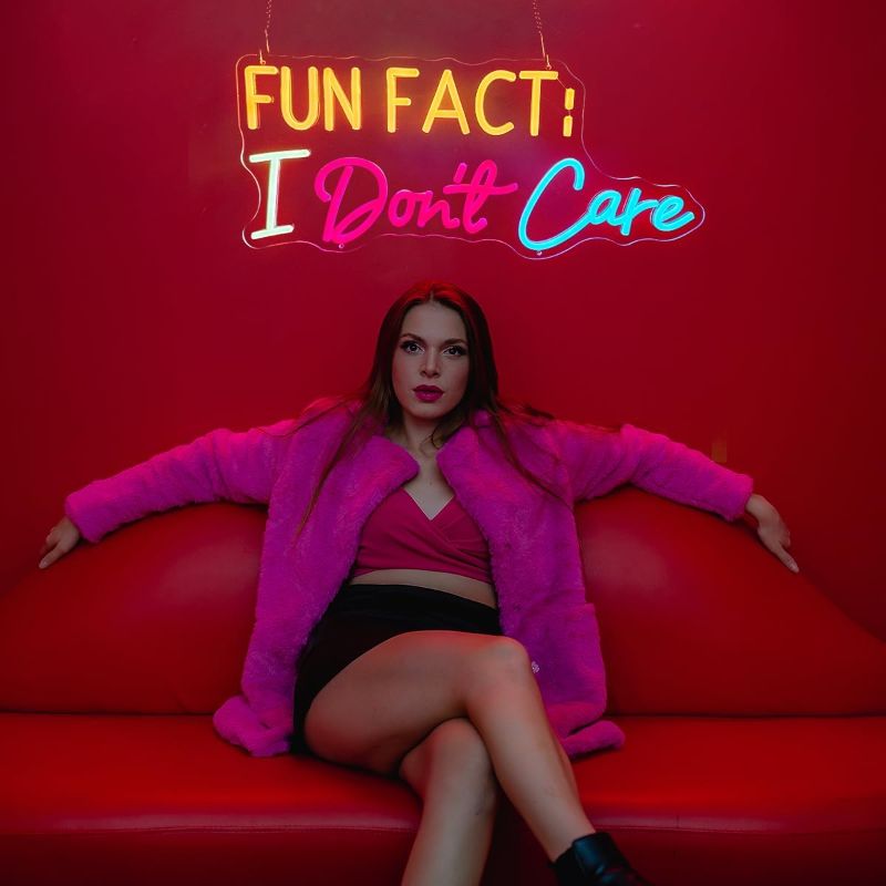 Photo 1 of Neon Sign, Fun Fact I Don't Care Neon Light, LED Neon Light Signs for Wall Decoration, Gift for Teenage Girls, 50.8.8.8.8 x 8.8 cm, Warm White
