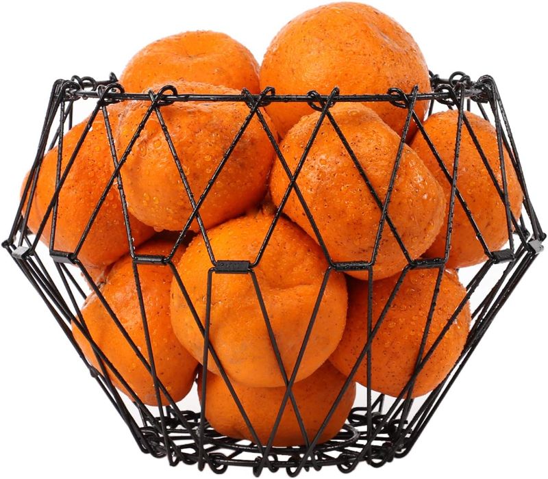 Photo 1 of WEHE Fruit Bowl Basket, Flexible Wire Basket Folding Fruit Basket for Kitchen and Home Storage, 5 In 1 Multi Shape Fruit Holder Decor, Black