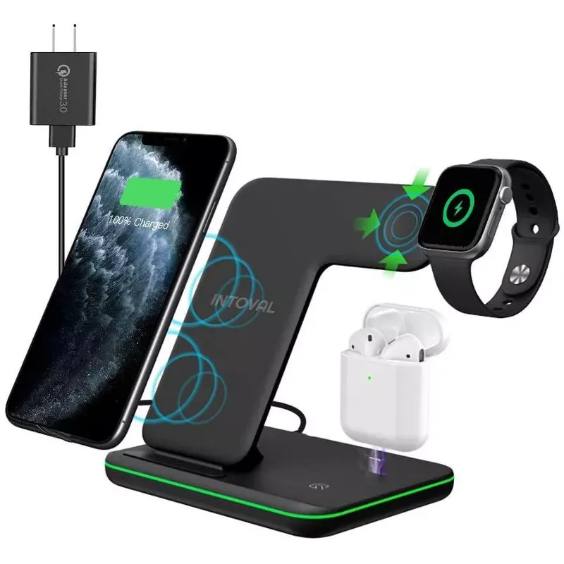 Photo 1 of Intoval Wireless Charger Qi-Certified Charging Station for iPhone, Apple Airpods and Apple Watch - Z5