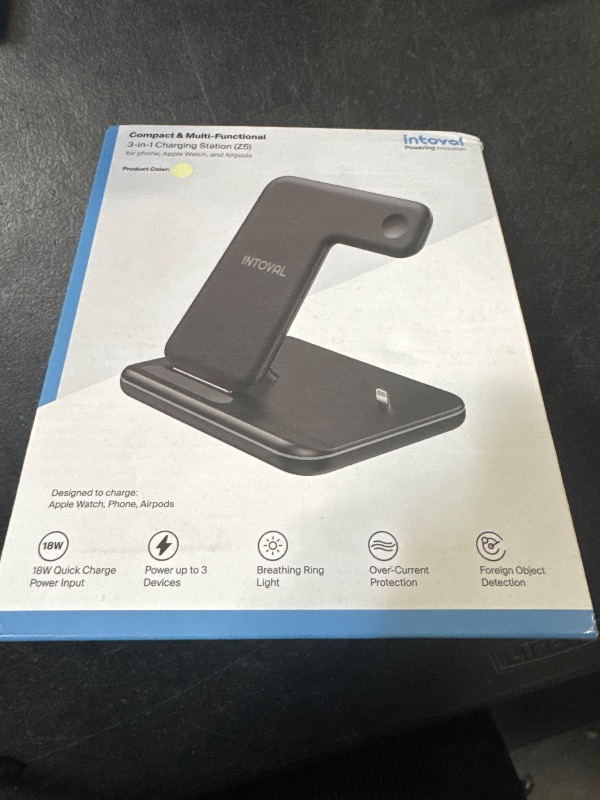 Photo 1 of Intoval Wireless Charger Qi-Certified Charging Station for iPhone, Apple Airpods and Apple Watch - Z5
