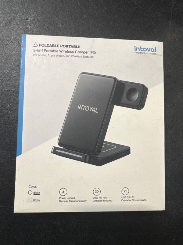 Photo 1 of Intoval 3 in 1 Wireless Charging Station for iPhone 16 Pro/16/16 Pro Max/15 Pro/15/15 Pro Max/14 Pro/14/14 Pro Max, for Apple Watch 10/Ultra 3/SE/9/8/7/6/5/4/3/2, for AirPods 4/Pro/Pro 2/3 (Y93, Grey)
