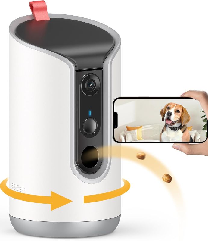 Photo 1 of 2K Pet Camera Treat Dispenser, 360°View Dog Camera with Phone App, 5G&2.4G WiFi 2-Way Talk Pet Camera Indoor for Cats Remote Treat Tossing, Motion Alerts, Auto Tracking
