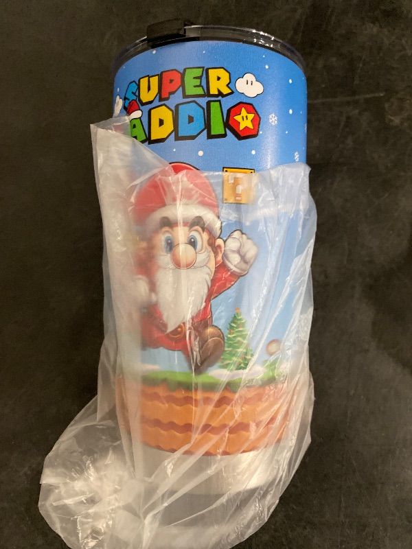 Photo 1 of Dad Gifts for Christmas, Birthday - Super Daddio Tumbler with Lid - 20oz Stainless Steel Coffee Dad Mug - Super Santa Xmas Tumbler Gifts for Dad, Men

