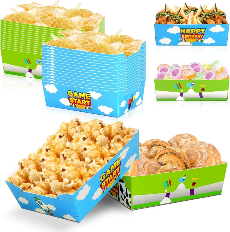 Photo 1 of 24 Pcs Cartoon Story Paper Food Tray Disposable Blue Sky and White Cloud Snack Bowls Toy Themed Birthday Party Supplies
