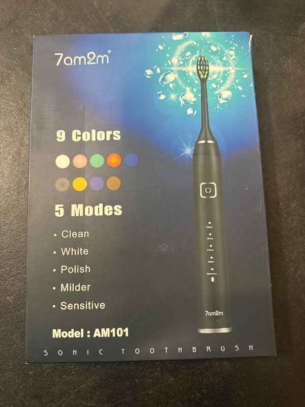 Photo 1 of 7AM2M Sonic Electric Toothbrush with 6 Brush Heads for Adults and Kids, One Charge for 90 Days, Wireless Fast Charge, 5 Modes with 2 Minutes Built in Smart Timer, Electric Toothbrushes(Orange)