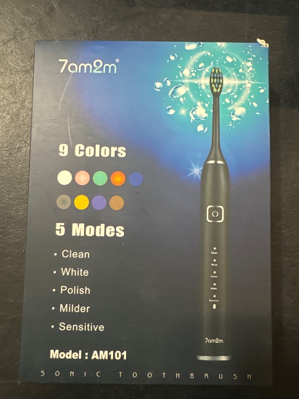 Photo 1 of 7AM2M Sonic Electric Toothbrush with 6 Brush Heads for Adults and Kids, One Charge for 90 Days, Wireless Fast Charge, 5 Modes with 2 Minutes Built in Smart Timer, Electric Toothbrushes(Orange)