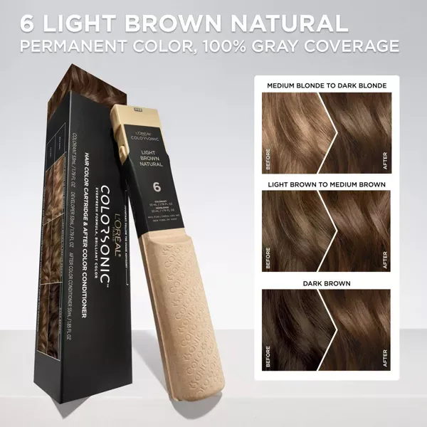 Photo 1 of L'Oreal Paris Colorsonic Ammonia Free Permanent Hair Color Cartridge - Device Sold Separately - Light Brown Natural 6
