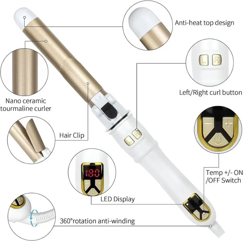 Photo 1 of Professional Automatic Hair Curling Iron  28mm  Gold & White