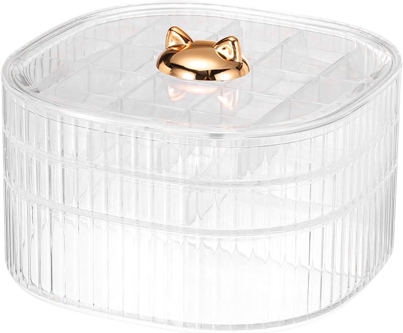 Photo 1 of uxcell Jewelry Boxes, 3-layer Acrylic Jewelry Organizer with Lid, Suitable for Earrings, Rings, Necklaces, Bracelets, Clear

