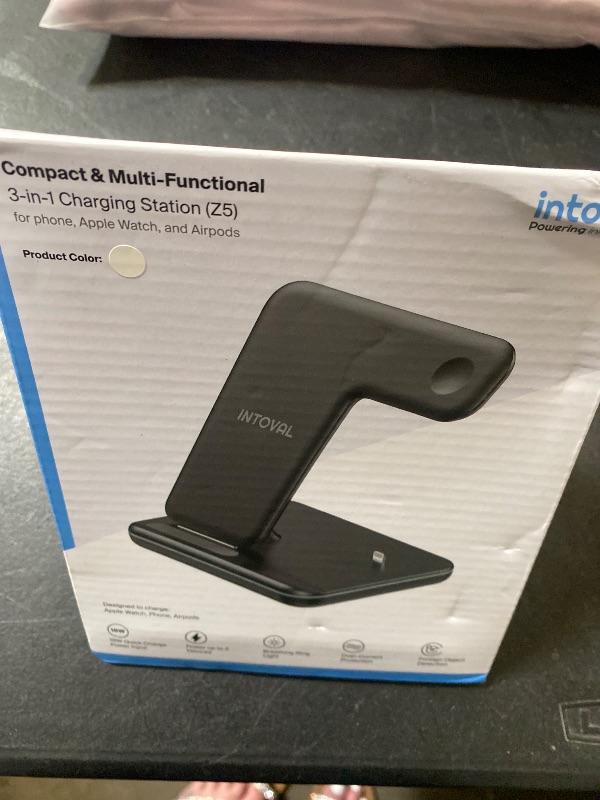 Photo 1 of Intoval Charging Station for Apple iPhone/iWatch/Airpods, 3 in 1 Wireless Charger for iPhone 14/13/12/11/XS/XR/XS/X/8, iWatch 8/Ultra/7/6/SE/5/4/3/2, Airpods Pro2/Pro1/3/2/1 (Z5,Black)
