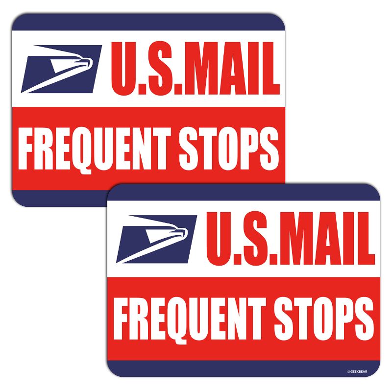 Photo 1 of GEEKBEAR USPS Magnetic Car Sign (2 Pack) – US Mail Car Magnet - Reflective Waterproof US Mail Bumper or Door Sign – No Stickers or Decals but Magnets
