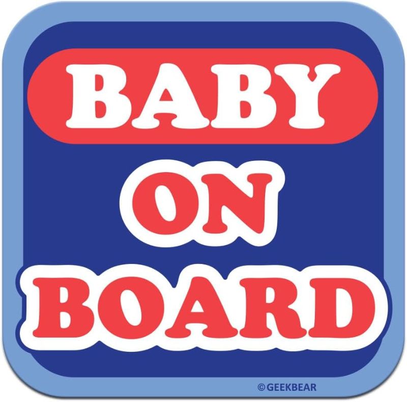 Photo 1 of GEEKBEAR [Signature] Baby on Board Car Magnet - Signature Line - Square 5.3 x 5.3 in (3, Blue)
