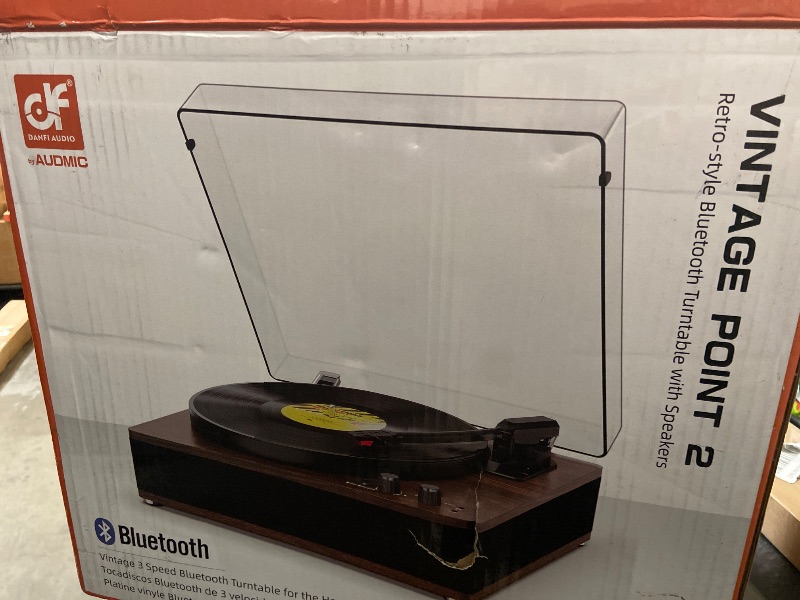 Photo 1 of Vintage Record Player, Vinyl Records Player with Bluetooth Input/Output, Built-in Stereo Speakers, Full-Size Platter, 3-Speed Turntable, RCA/AUX/Headphone Out, Auto Off, Walnut Case
