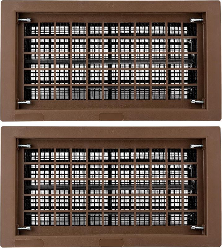 Photo 1 of 8" x 16" Automatic Foundation Vent for Ventilating Crawl Space Replacement Auto Air Vent, Brown, 2 Pack