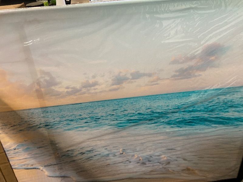 Photo 1 of DONGYOUJI Ocean Wall Art Pictures for Living Room Beach Canvas Wall Art Decor for Bedroom Gold Sunset Canvas Painting for Wall Beach Theme Art Print for Home Office Decoration (24" x 48")
