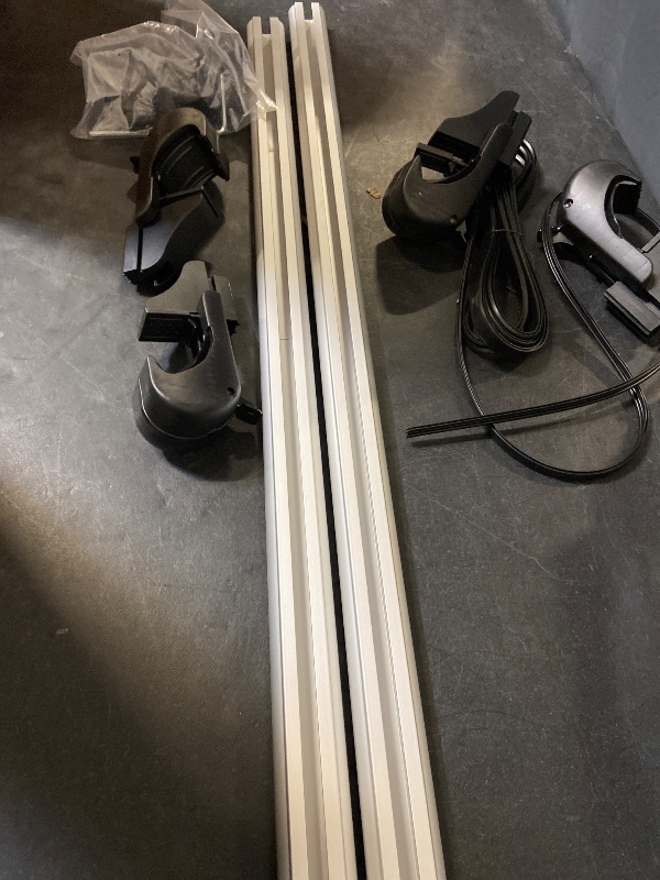 Photo 1 of Amazon Basics Cross Rail Roof Rack, 52 inches, Fits up to 46" Spans between Raised Side Rails with Gap, Pack of 2, Black/Silver
