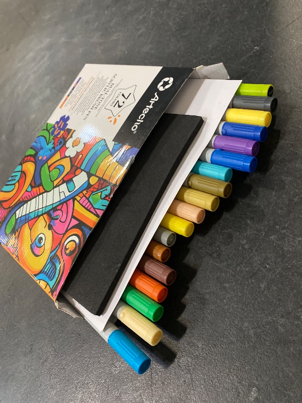 Photo 1 of Artecho Acrylic Paint Markers 36 Pcs 72 Colors, Acrylic Paint Pens with with 0.5-5mm Brush Tip for Stone, Rock Painting, Paper, Pumpkin, Wood, Egg, Canvas, Ceramic, Fabric, leather, Glass, DIY Crafts