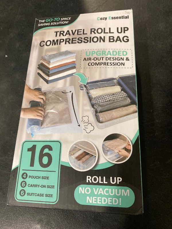 Photo 1 of Compression Bags for Travel - Travel Essentials - 16 Pack Space Saver Bags - No Vacuum Needed - Compression Packing Bags for Cruise Accessories