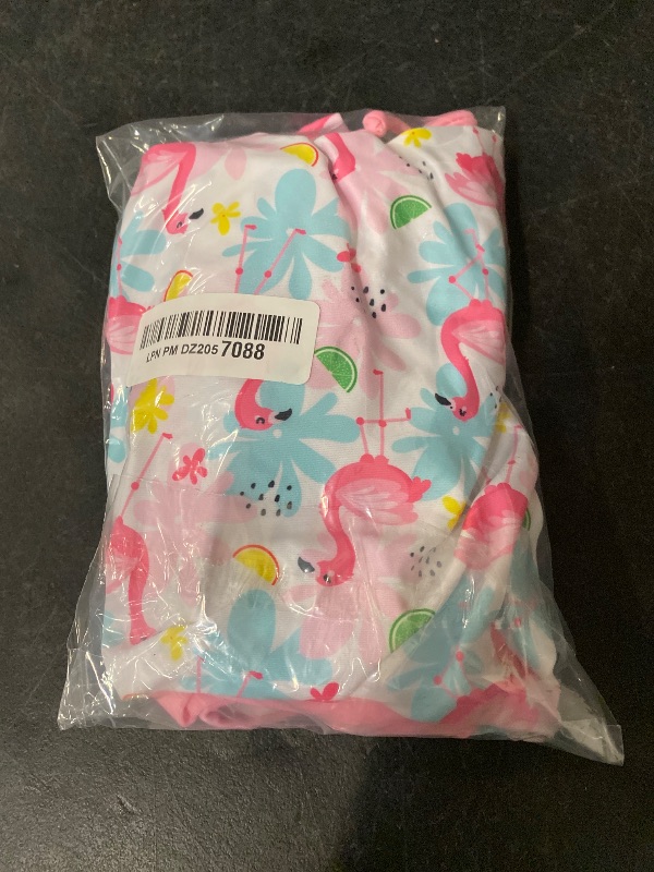 Photo 1 of (0-3M) Infant Baby Swimsuit Girl Long Sleeve UPF 50+ Sun Protection One-Piece Rash Guard with Hat Zipper Bathing Suit (Flamingo,0-3 Months)