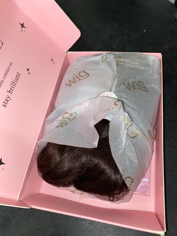 Photo 1 of FABÉLLE Chocolate Brown Body Wave Lace Front Wigs Synthetic wig 13×6 Transparent Lace Front Wig 26Inch Free Part Pre Plucked Hairline Glueless Wigs