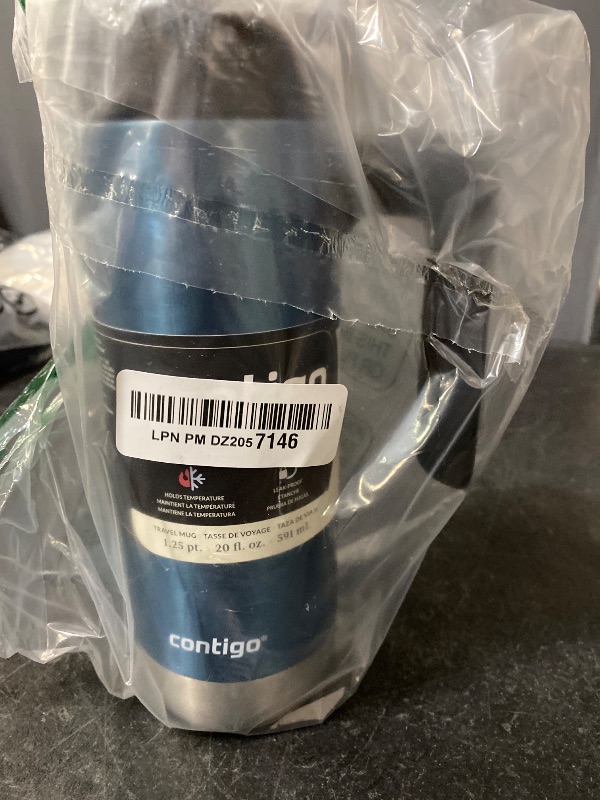 Photo 1 of Contigo Superior 2.0 Stainless Steel Travel Mug with Handle Leak-Proof Lid Double-Wall Insulation for Hot & Cold Beverages 20oz Dark Ice Ideal for Commuting and Travel