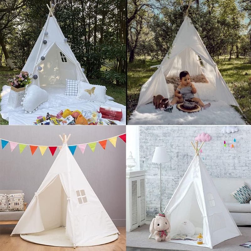 Photo 1 of Teepee Tent for Kids-Portable Children Play Tent Indoor Outdoor (White)