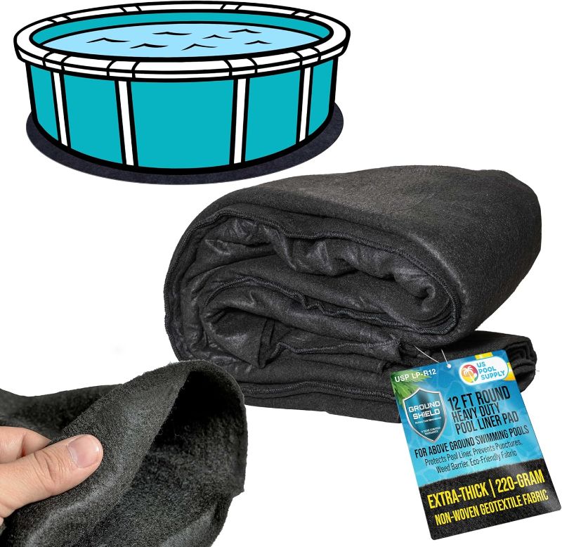 Photo 1 of U.S. Pool Supply Ground Shield 12-Foot Round Heavy Duty Pool Liner Pad for Above Ground Swimming Pools - Protects Pool Liner, Prevents Punctures, Weed Barrier, Eco-Friendly Fabric - Extends Liner Life