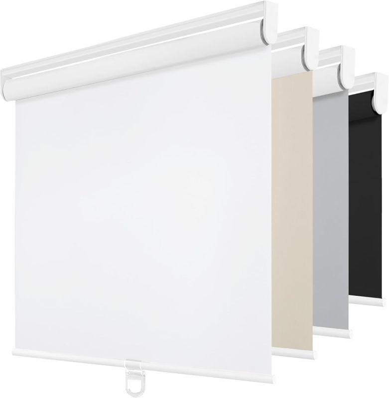 Photo 1 of ChrisDowa Cordless Blackout Roller Shades for Windows, Thermal Insulated UV Protection Pull Down Shades, Total Blackout Window Blinds for Home, Office, Bedroom, Door 