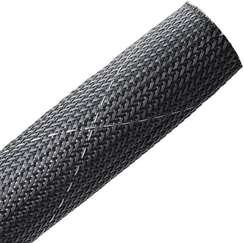 Photo 1 of HellermannTyton 170-03021 Fray Resistant Flame Retardant Expandable Braided Sleeving, 1.5" Dia, Black, 50.0 ft/Standard Reel