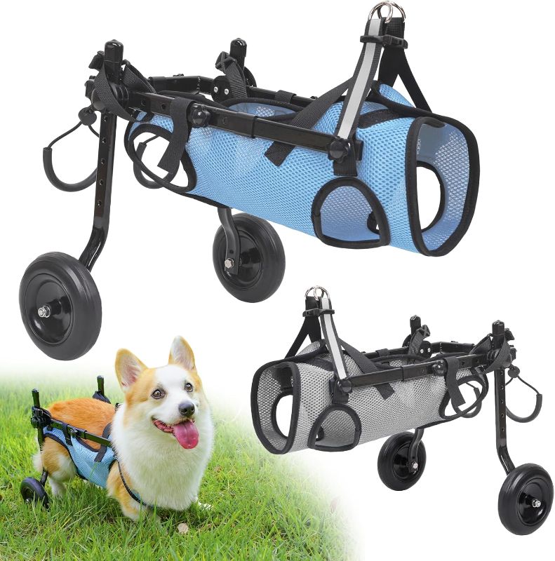 Photo 1 of Dog Wheelchair for Back Legs, Dog Wheelchair Cart Doggy Wheelchair with Disabled Hind Legs Walking Mobility Aids for Small Pets Hind Limbs Dog Carts with Wheels Light Weight
