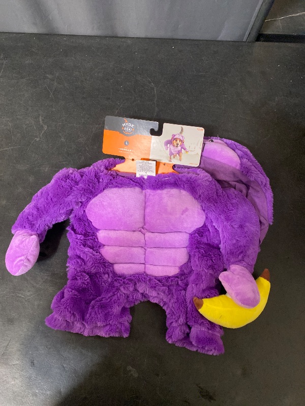 Photo 1 of  size M Halloween Gorilla Dog Frontal Costume with Banana Toy - Hyde and EEK! Boutique