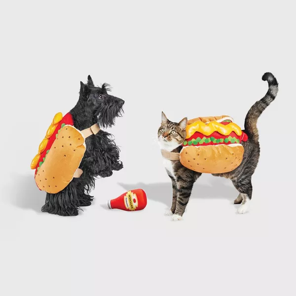 Photo 1 of  size M Halloween Full Body Hot Dog Costume with Ketchup Toy 
