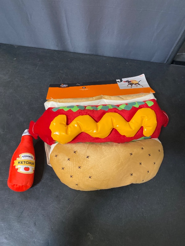 Photo 1 of  size M Halloween Full Body Hot Dog Costume with Ketchup Toy 